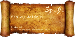 Szalay Jolán névjegykártya